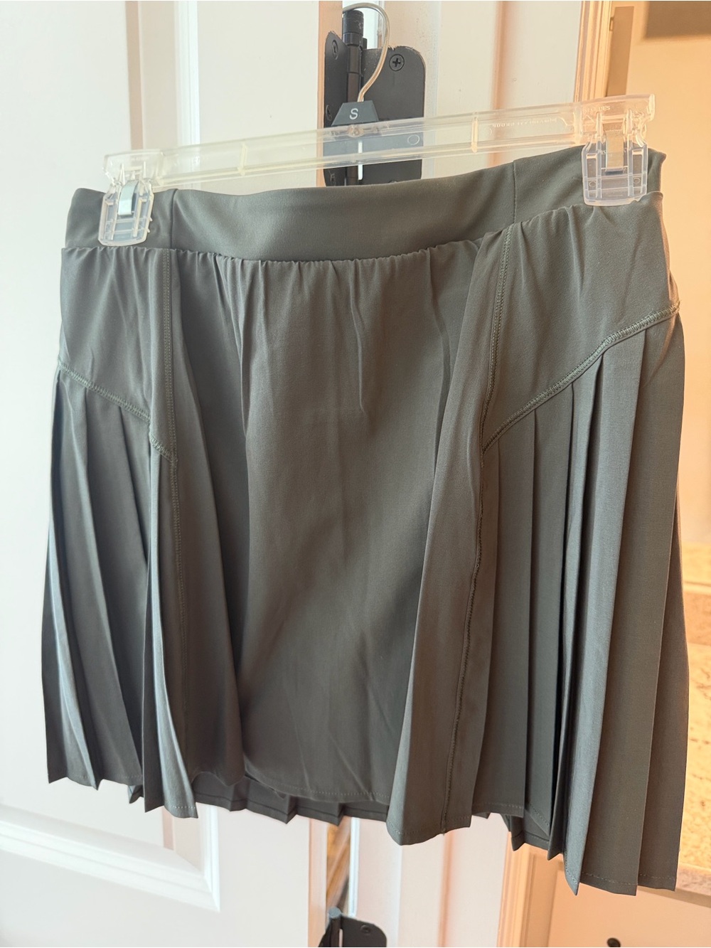 SPANX Olive Green Pleated Skater Skirt